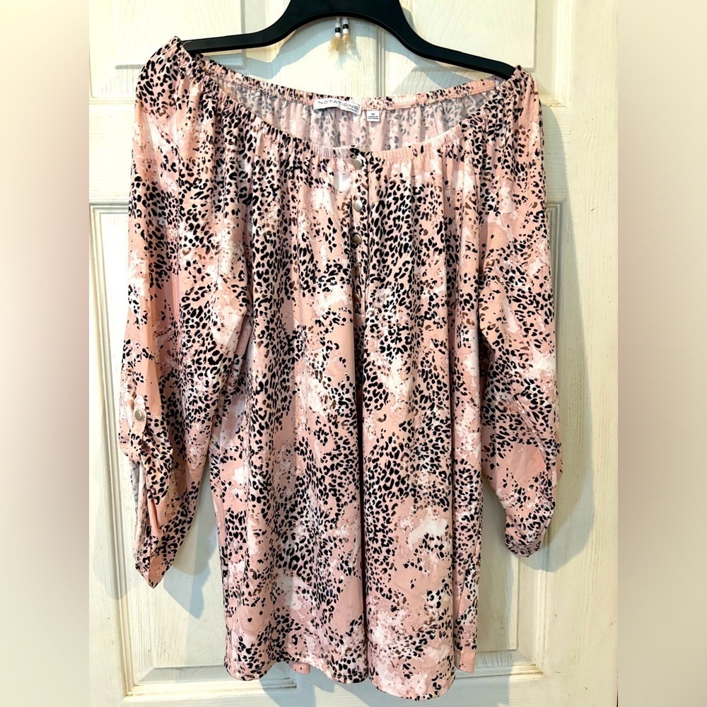 NWOT Notations Pink and Black Leopard Design.